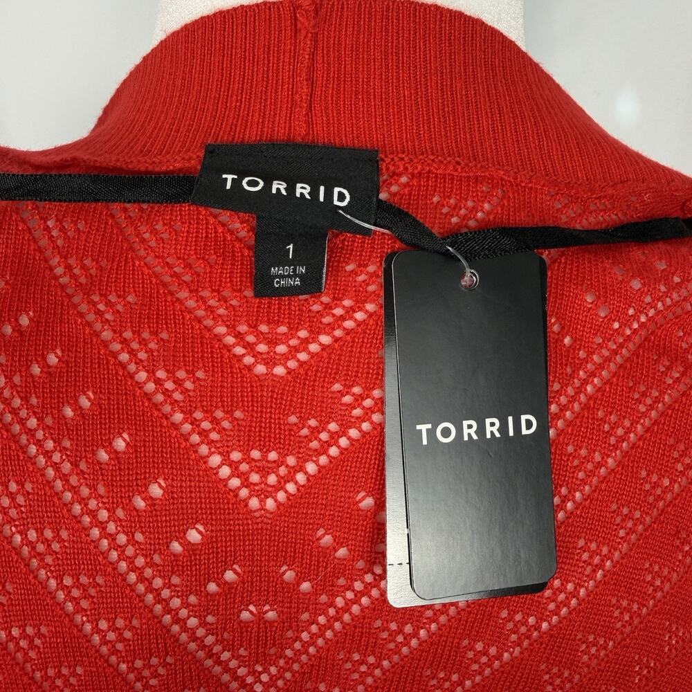NWT Torrid Pontelle Open Knit Cardigan Sweater Red Size 1X Casual Work Travel - Picture 3 of 11